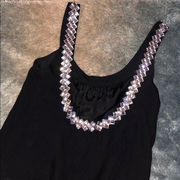 NEW Yumi Kim 100% Silk Black and Crystal Tank Top - Picture 2 of 4